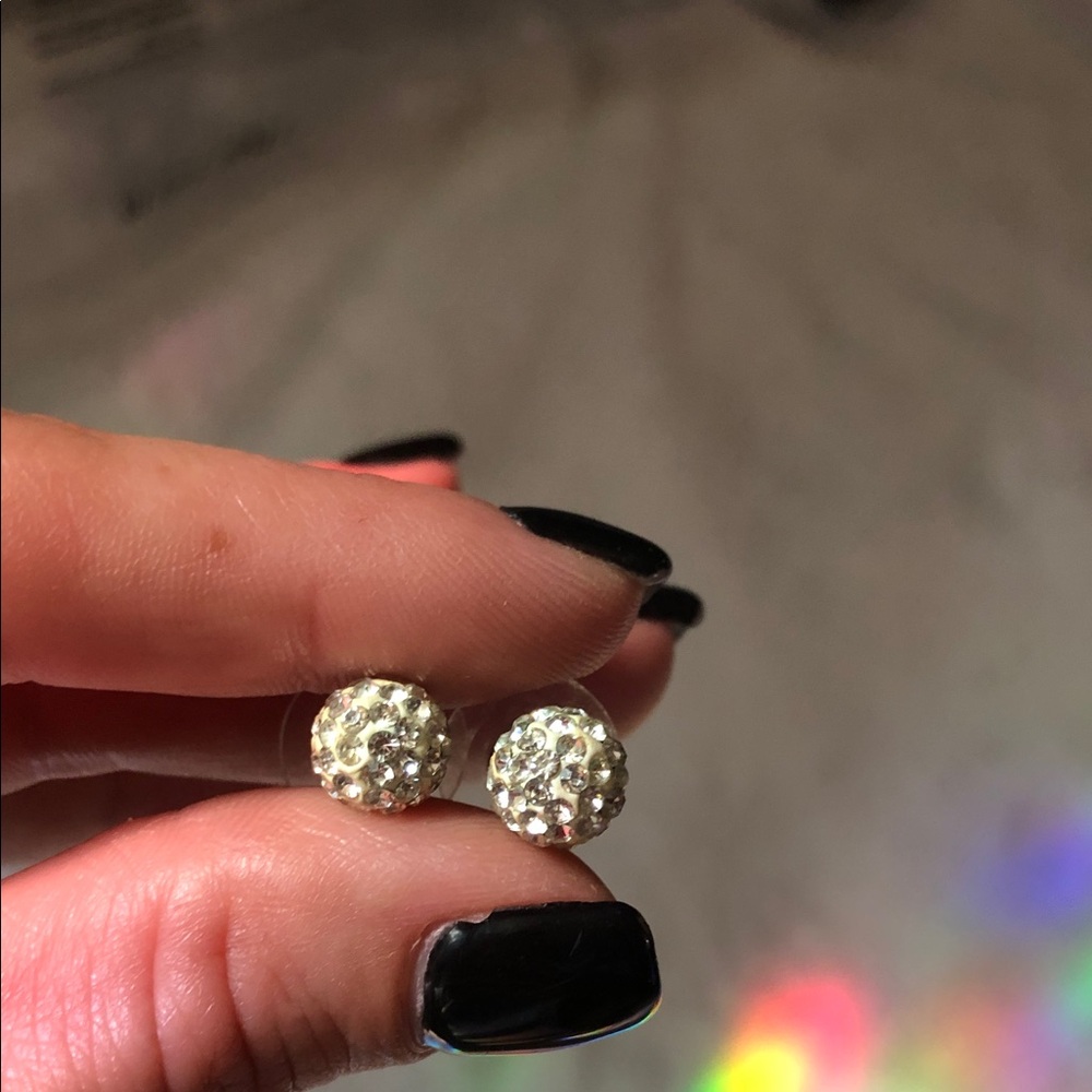 Elegant Silver tone with crystal Stud Earrings